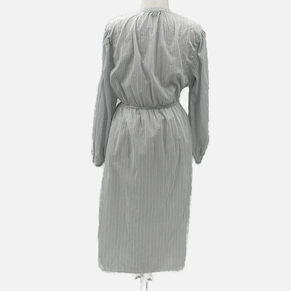 J. Crew Tie Waist Cotton Voile Midi Dress in Sheer Blue Deck Stripe - Size 12 - Picture 5 of 14